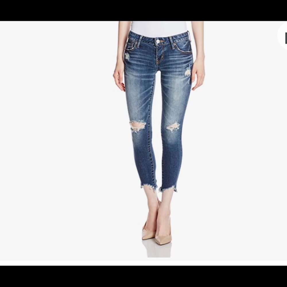 Moussy Fringe Cropped Skinny Jeans